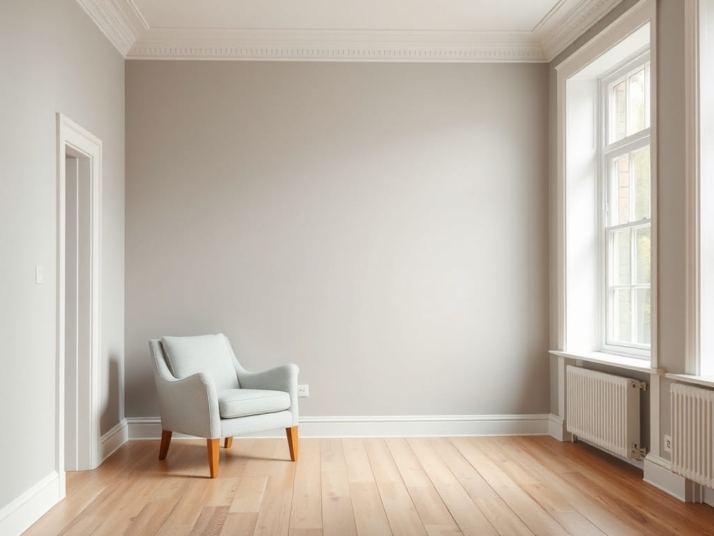 Newly skimmed feature wall in a Sheffield living room